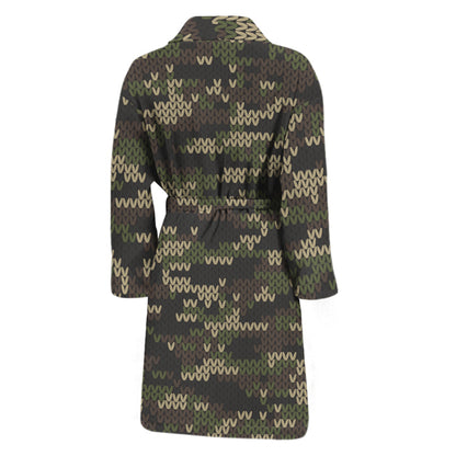 Army Camouflage Knitted Pattern Print Men's Bathrobe