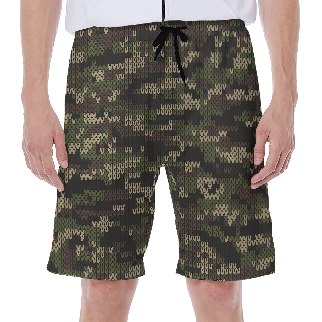 Army Camouflage Knitted Pattern Print Men's Beach Shorts