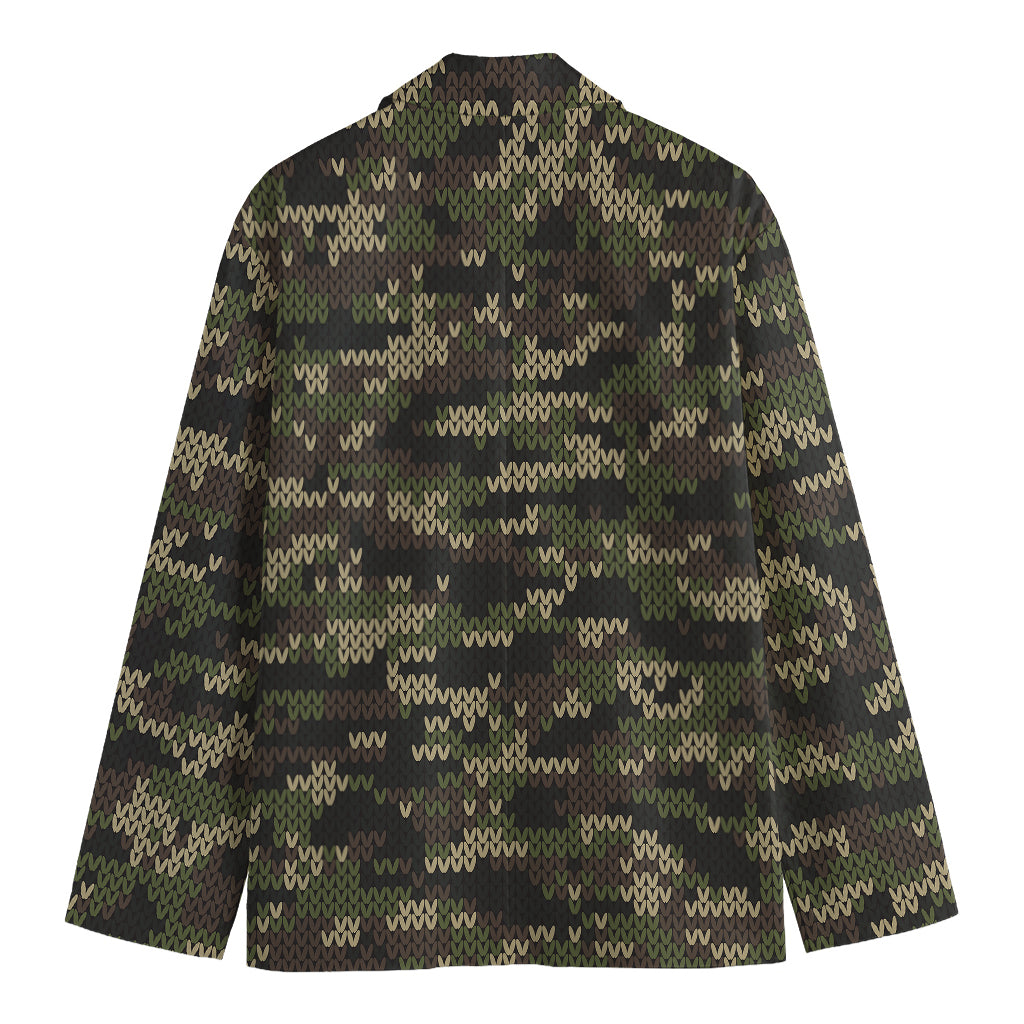 Army Camouflage Knitted Pattern Print Men's Blazer