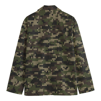 Army Camouflage Knitted Pattern Print Men's Blazer