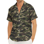 Army Camouflage Knitted Pattern Print Men's Deep V-Neck Shirt