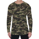 Army Camouflage Knitted Pattern Print Men's Long Sleeve T-Shirt