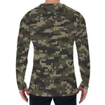 Army Camouflage Knitted Pattern Print Men's Long Sleeve T-Shirt