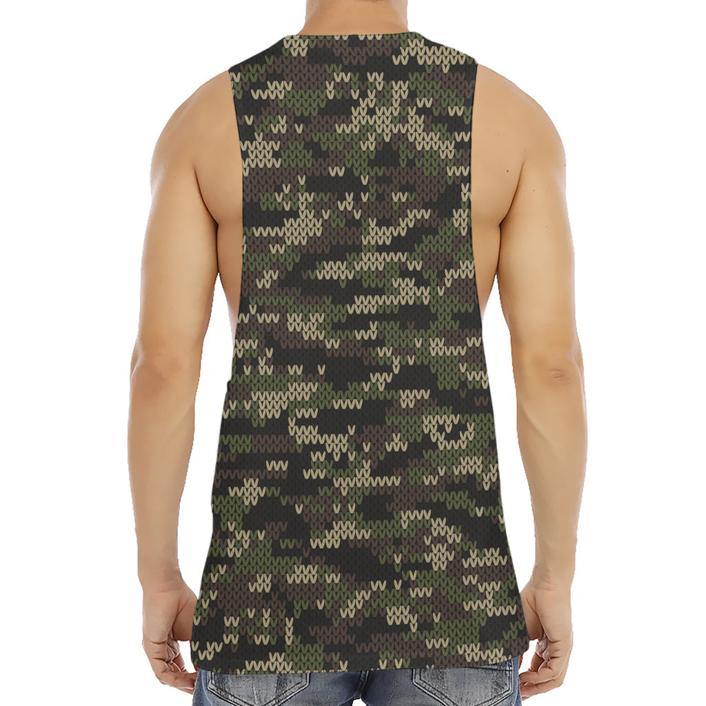 Army Camouflage Knitted Pattern Print Men's Muscle Tank Top