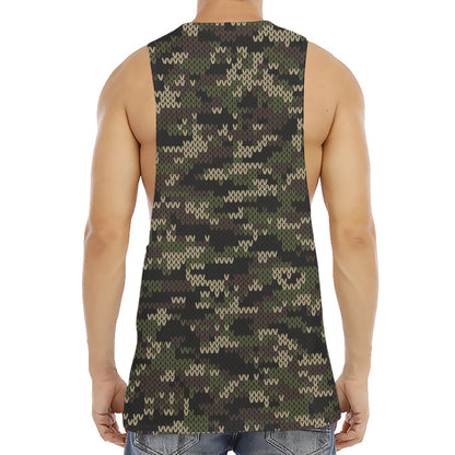 Army Camouflage Knitted Pattern Print Men's Muscle Tank Top
