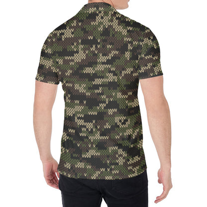 Army Camouflage Knitted Pattern Print Men's Shirt
