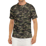 Army Camouflage Knitted Pattern Print Men's Short Sleeve Rash Guard