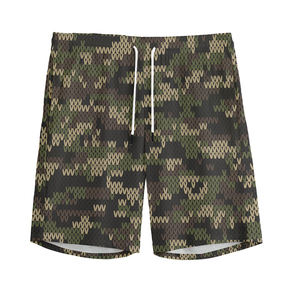 Army Camouflage Knitted Pattern Print Men's Sports Shorts