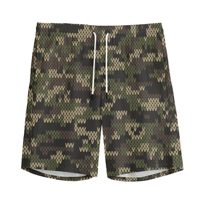 Army Camouflage Knitted Pattern Print Men's Sports Shorts