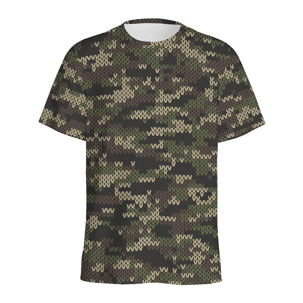 Army Camouflage Knitted Pattern Print Men's Sports T-Shirt