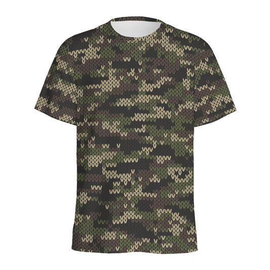 Army Camouflage Knitted Pattern Print Men's Sports T-Shirt