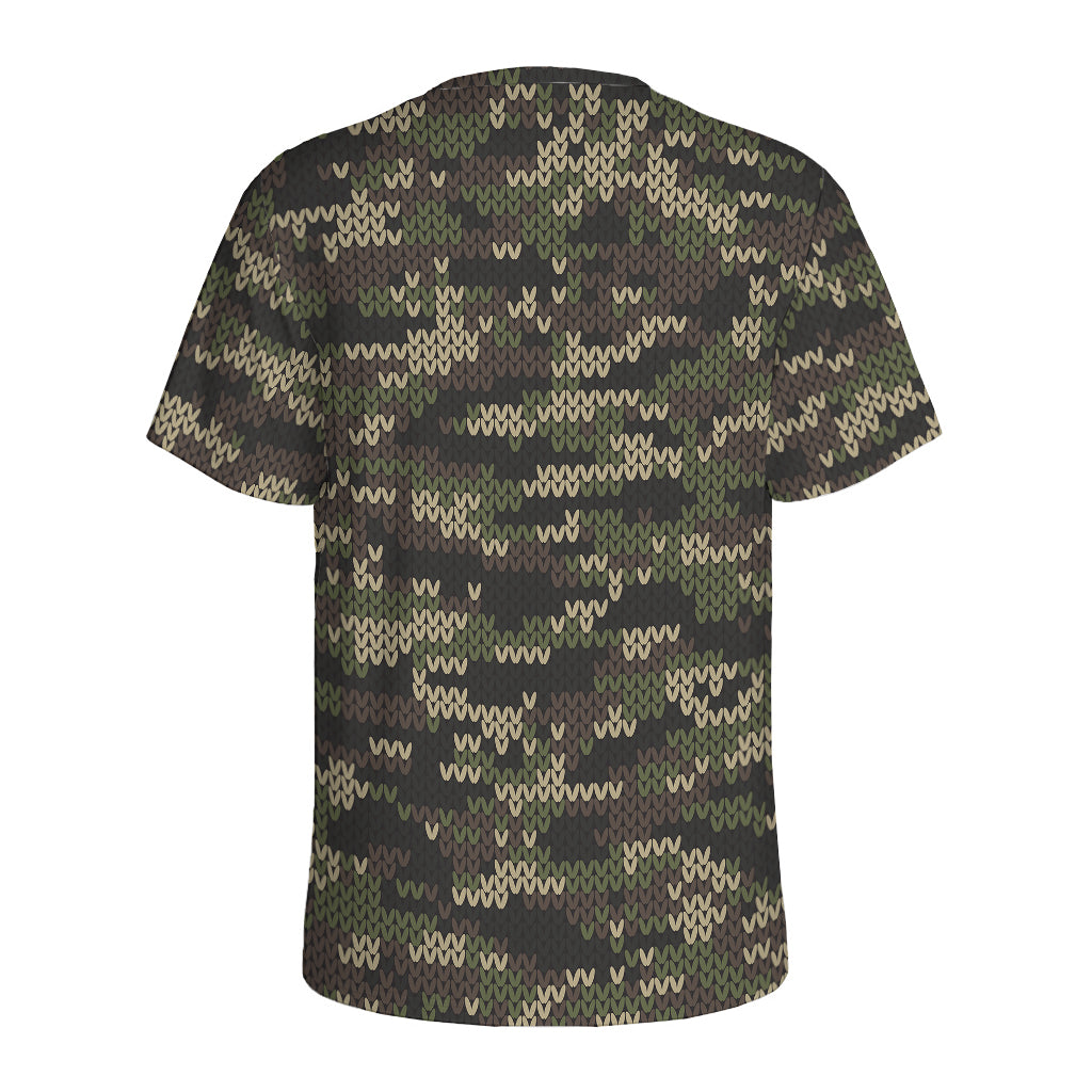 Army Camouflage Knitted Pattern Print Men's Sports T-Shirt