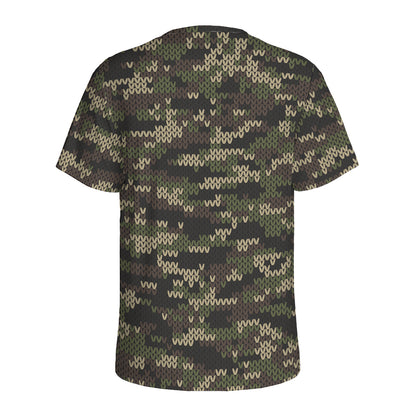 Army Camouflage Knitted Pattern Print Men's Sports T-Shirt