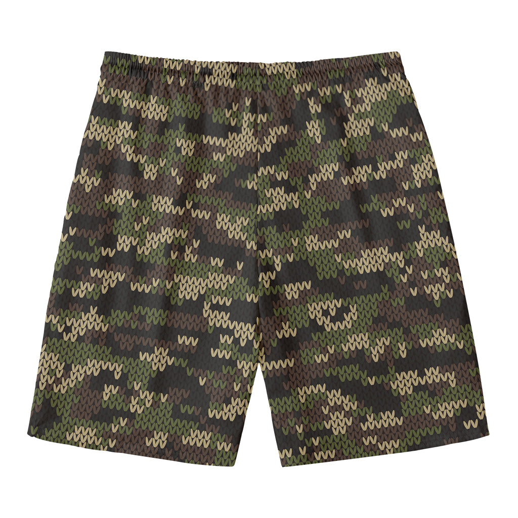 Army Camouflage Knitted Pattern Print Men's Swim Trunks