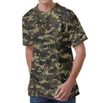 Army Camouflage Knitted Pattern Print Men's Velvet T-Shirt