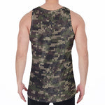 Army Camouflage Knitted Pattern Print Men's Velvet Tank Top