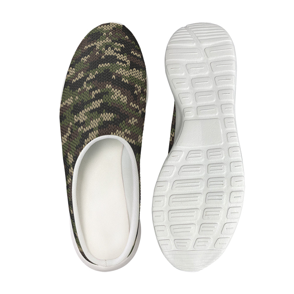 Army Camouflage Knitted Pattern Print Mesh Casual Shoes