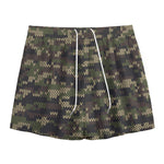 Army Camouflage Knitted Pattern Print Mesh Shorts