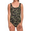 Army Camouflage Knitted Pattern Print One Piece Swimsuit