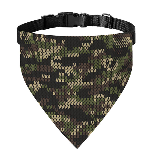 Army Camouflage Knitted Pattern Print Over The Collar Dog Bandana