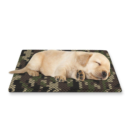 Army Camouflage Knitted Pattern Print Pet Cooling Mat Cover