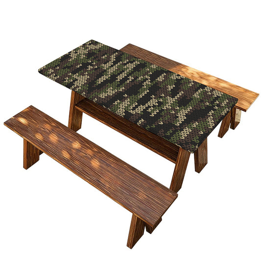 Army Camouflage Knitted Pattern Print Picnic Table Cover