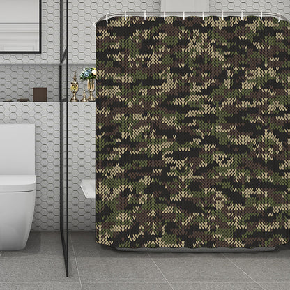 Army Camouflage Knitted Pattern Print Polyester Shower Curtain