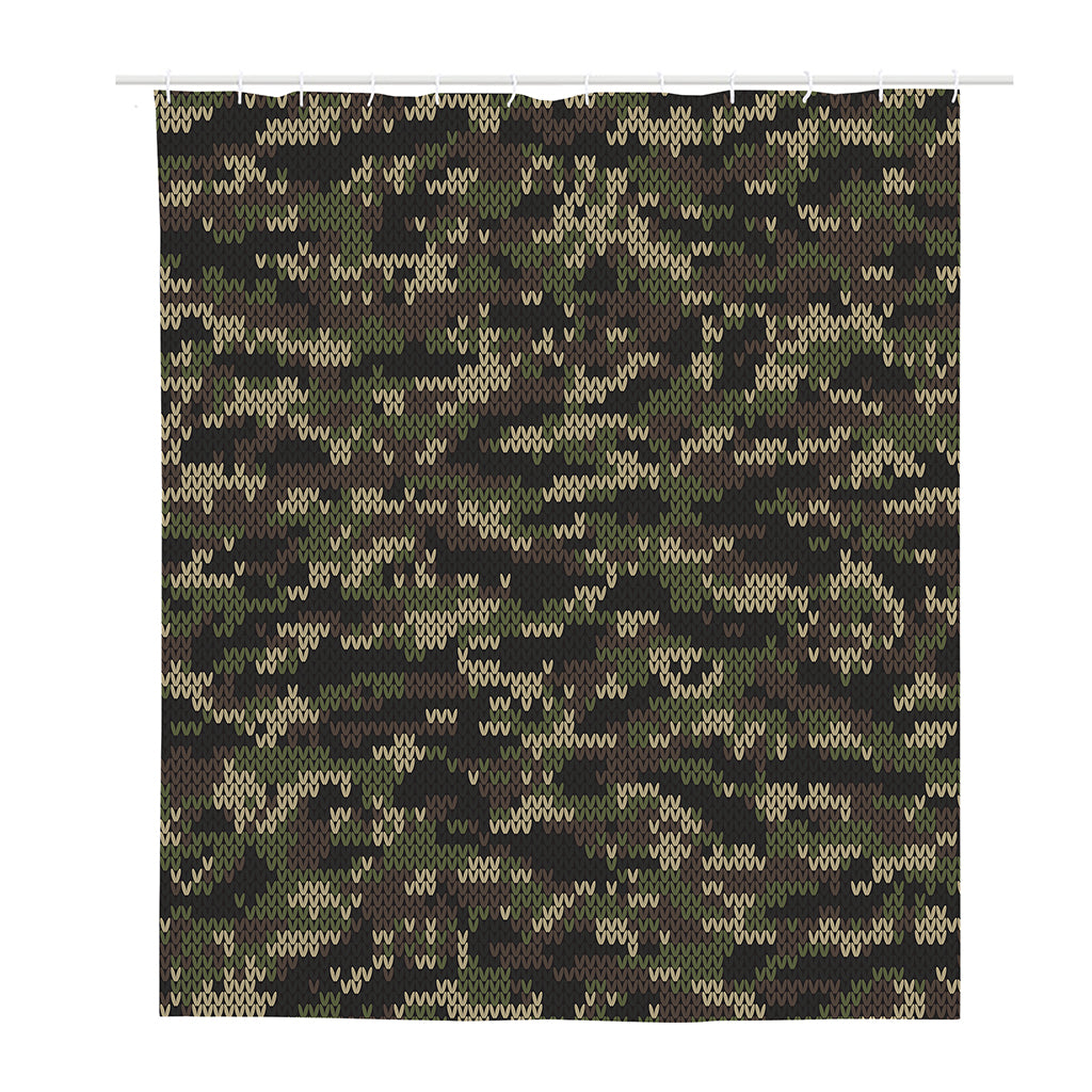 Army Camouflage Knitted Pattern Print Polyester Shower Curtain