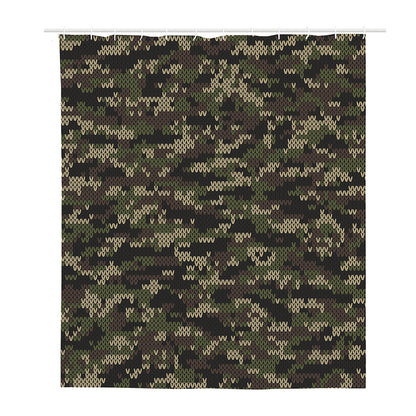 Army Camouflage Knitted Pattern Print Polyester Shower Curtain