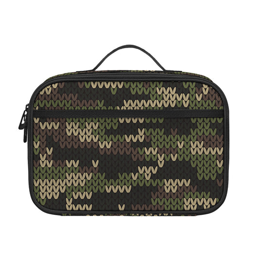 Army Camouflage Knitted Pattern Print Portable Lunch Bag