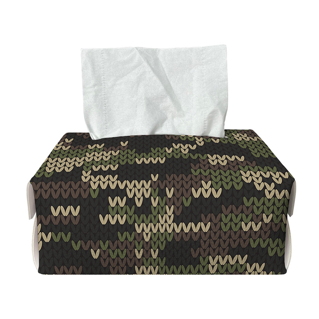 Army Camouflage Knitted Pattern Print Rectangle Tissue Box Cover