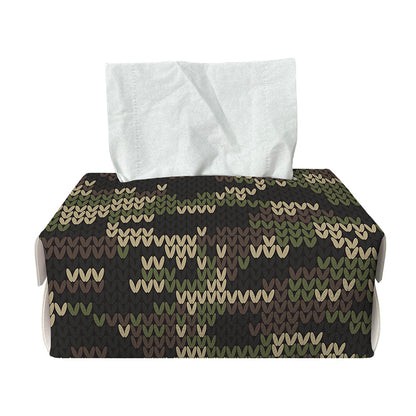 Army Camouflage Knitted Pattern Print Rectangle Tissue Box Cover