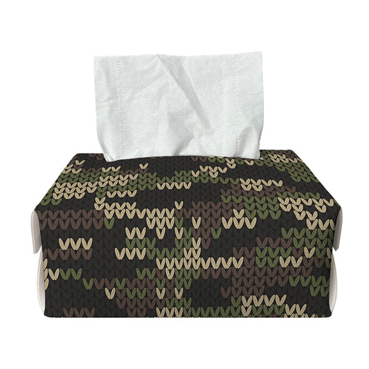 Army Camouflage Knitted Pattern Print Rectangle Tissue Box Cover