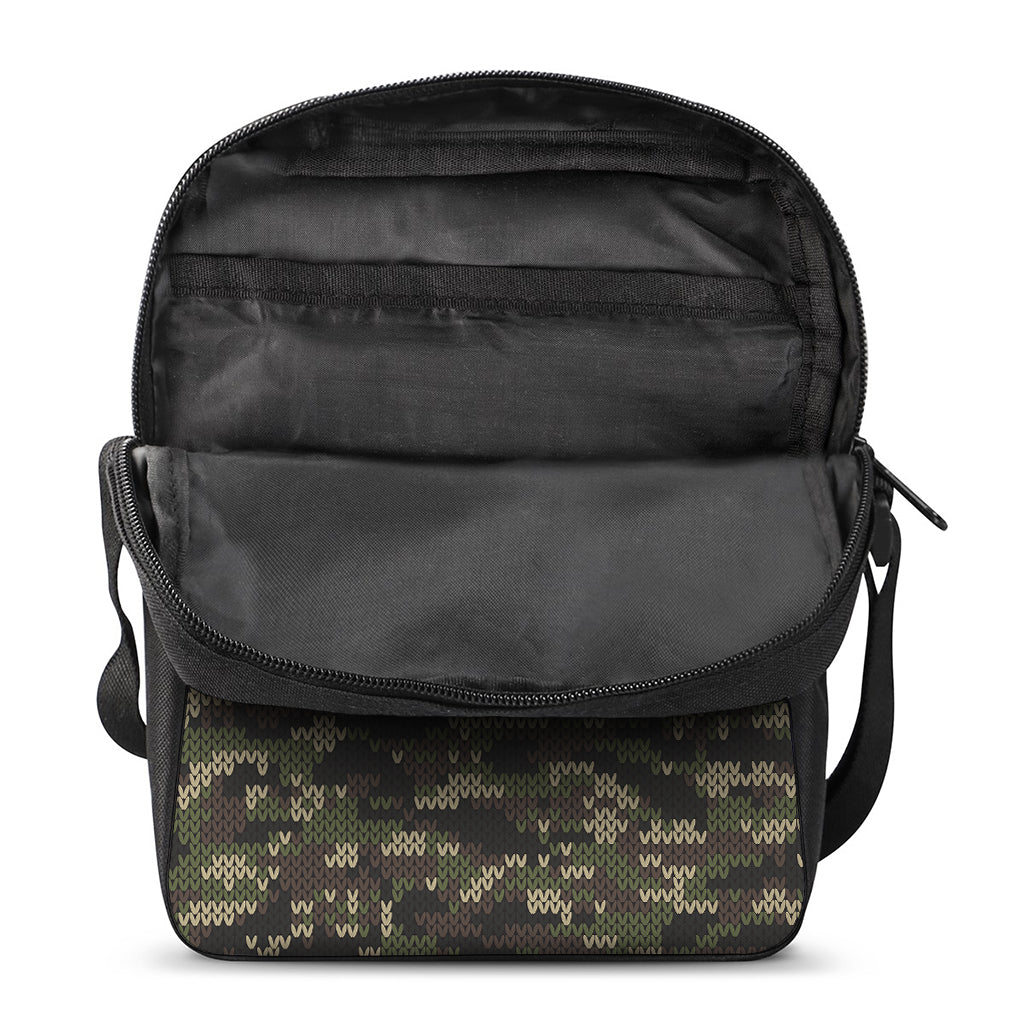 Army Camouflage Knitted Pattern Print Rectangular Crossbody Bag