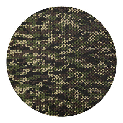 Army Camouflage Knitted Pattern Print Round Blanket