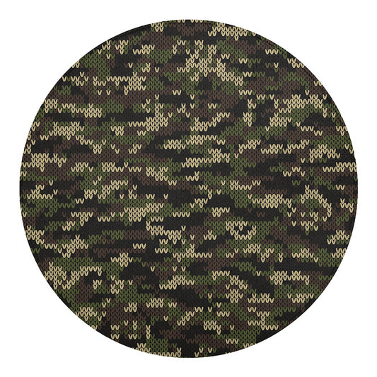 Army Camouflage Knitted Pattern Print Round Blanket