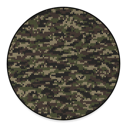 Army Camouflage Knitted Pattern Print Round Floor Mat