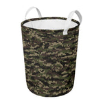 Army Camouflage Knitted Pattern Print Round Laundry Basket