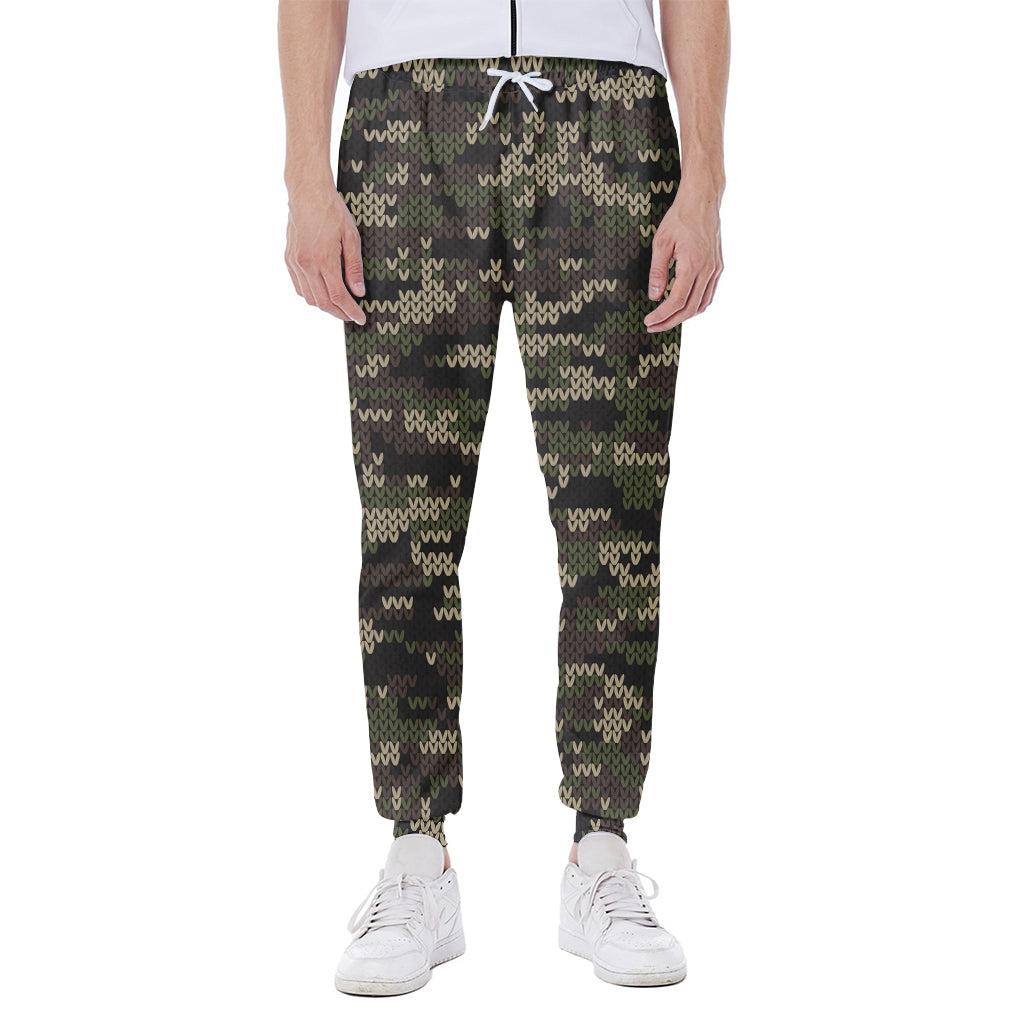 Army Camouflage Knitted Pattern Print Scuba Joggers