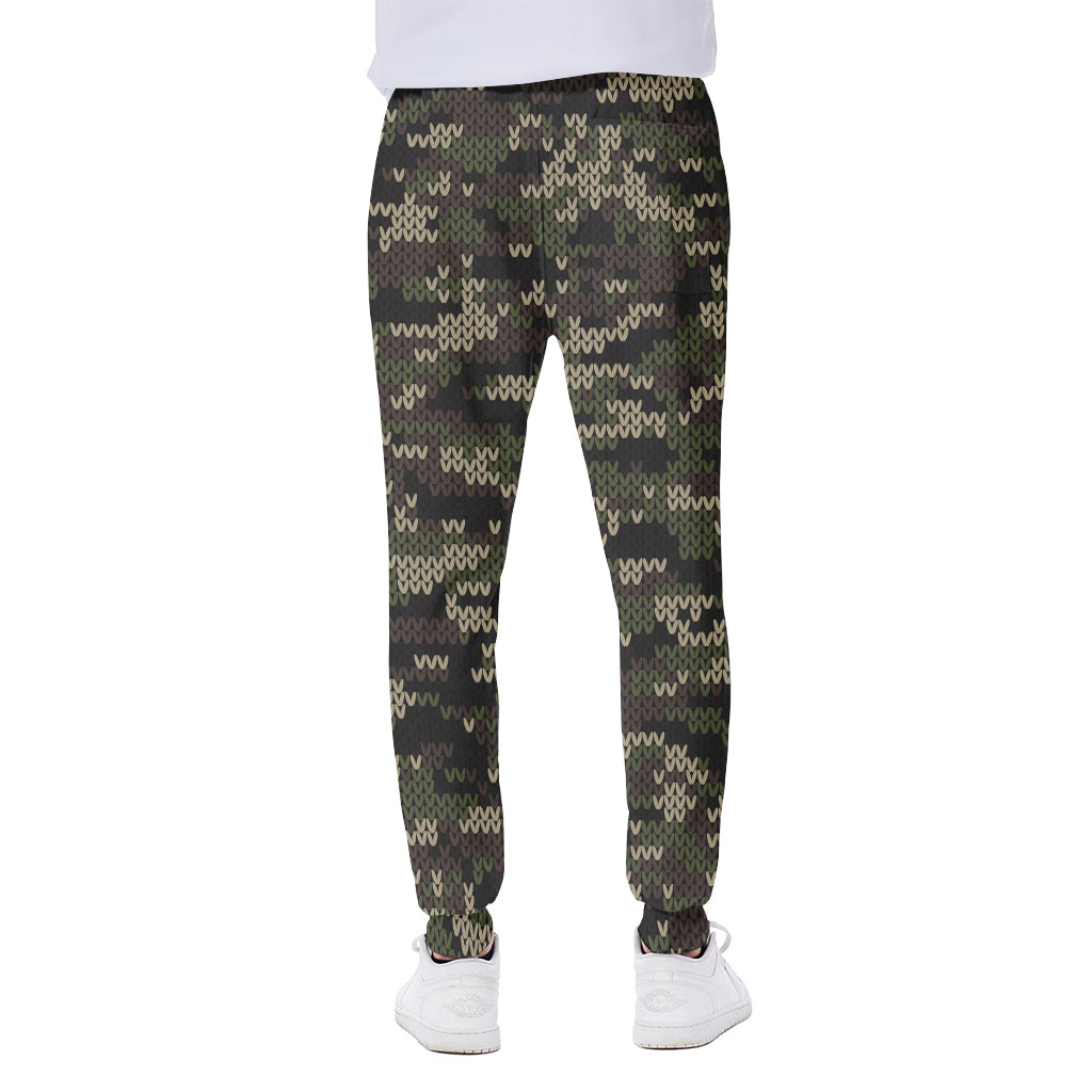 Army Camouflage Knitted Pattern Print Scuba Joggers