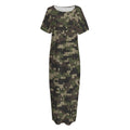Army Camouflage Knitted Pattern Print Short Sleeve Long Nightdress