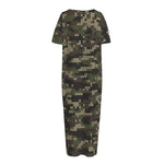 Army Camouflage Knitted Pattern Print Short Sleeve Long Nightdress