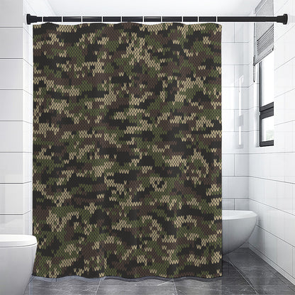 Army Camouflage Knitted Pattern Print Shower Curtain