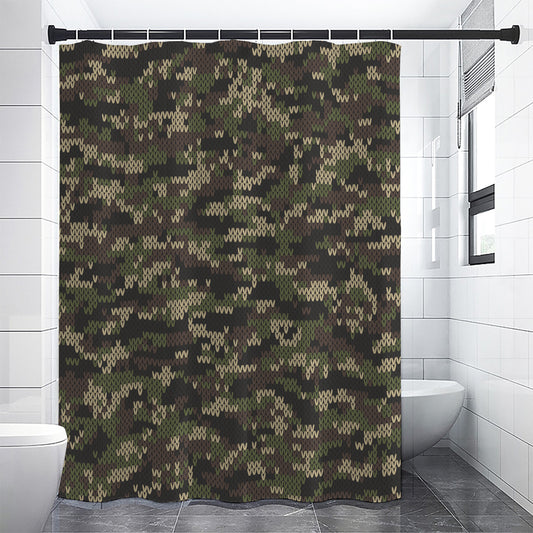 Army Camouflage Knitted Pattern Print Shower Curtain