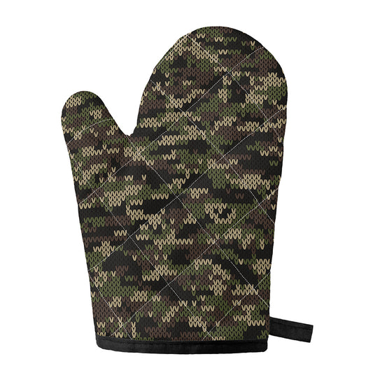 Army Camouflage Knitted Pattern Print Single Oven Mitt