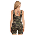 Army Camouflage Knitted Pattern Print Sleeveless One Piece Swimsuit