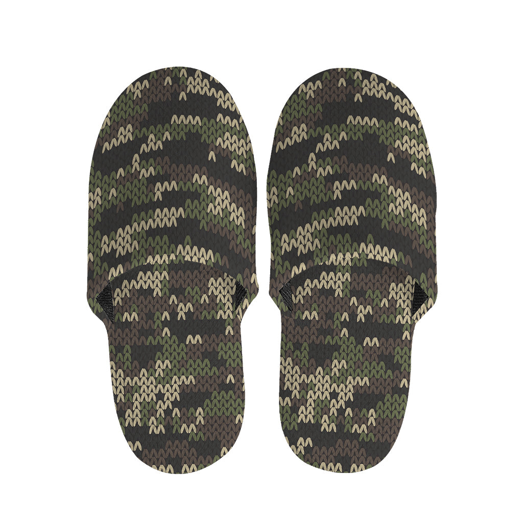 Army Camouflage Knitted Pattern Print Slippers