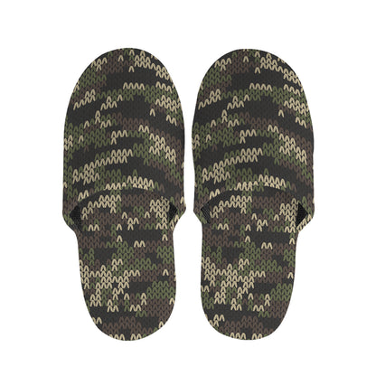 Army Camouflage Knitted Pattern Print Slippers
