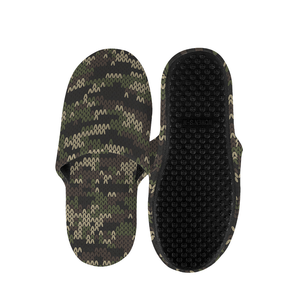 Army Camouflage Knitted Pattern Print Slippers