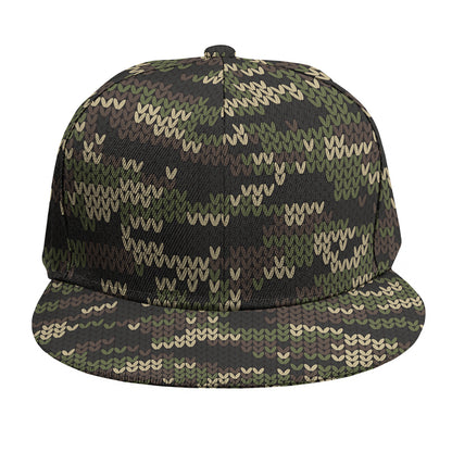 Army Camouflage Knitted Pattern Print Snapback Cap